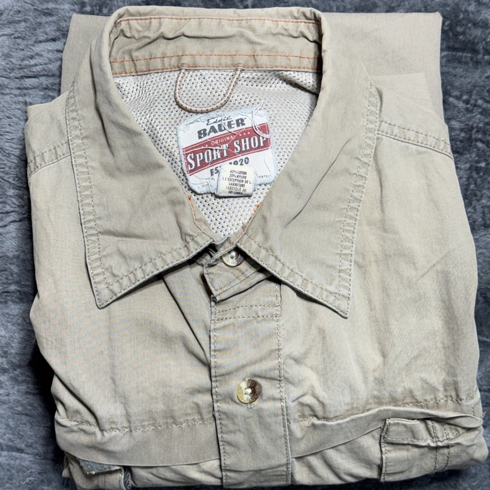 Eddie Bauer Sport Shop Shirt Men XL‎ Khaki Tan